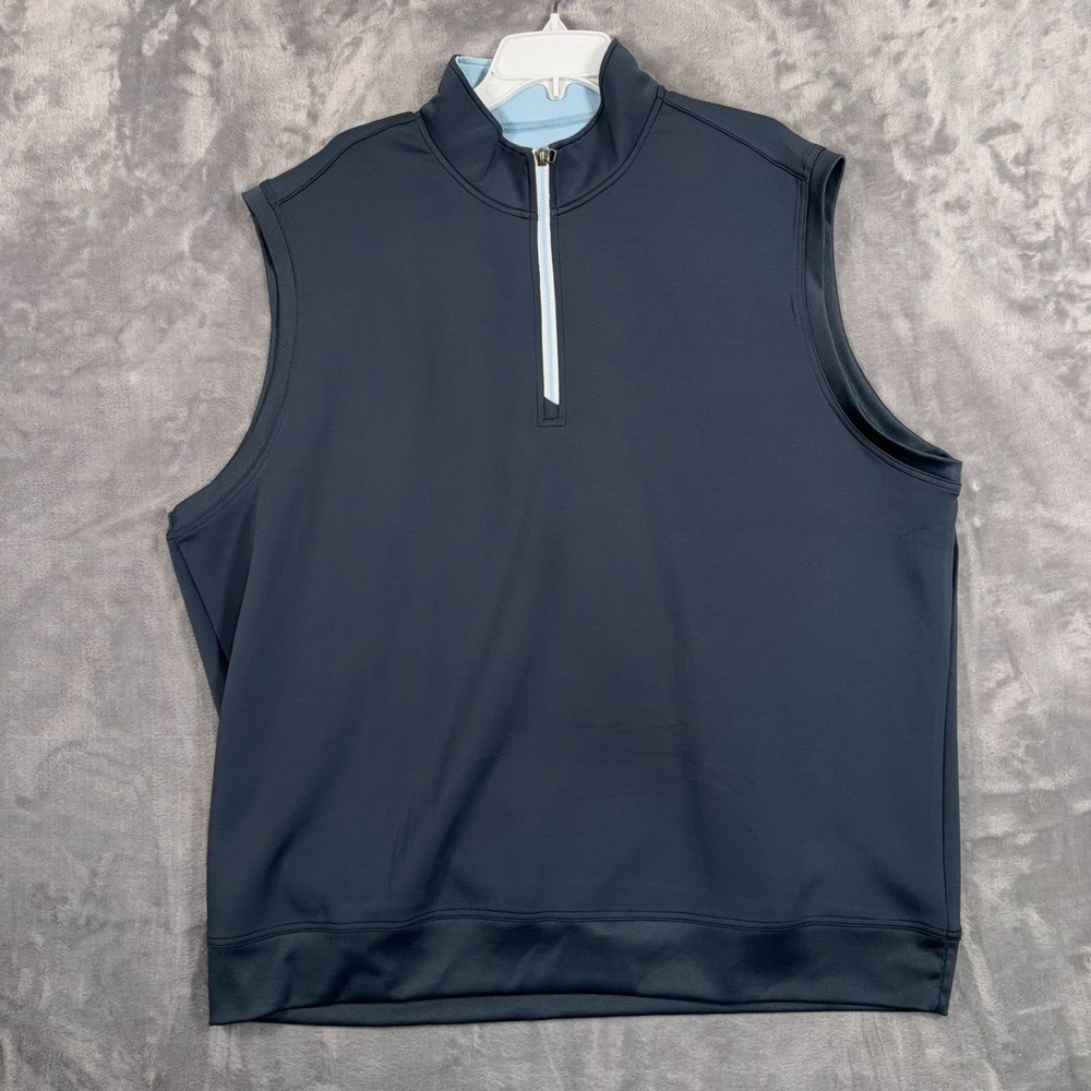 Johnnie O Quarry Del Prep Performance 1/4 Zip Golf Vest Mens 2XL Blue Sleeveless